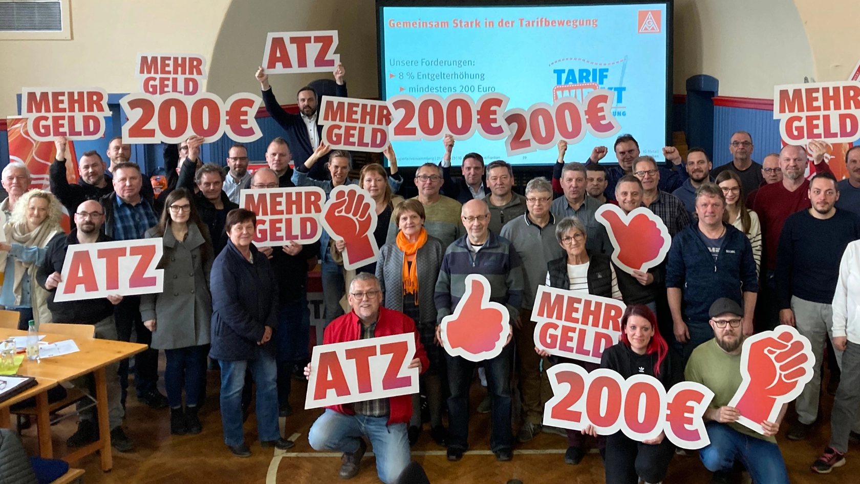 Solifotoaktion zur Tarifrunde Textil-Bekleidung