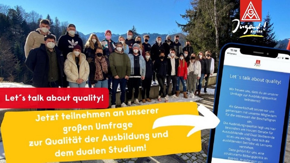 Bild zur Veranschaulichung der Umfrageaktion zur Ausbildungsqualität der IG Metall Jugend Bayern